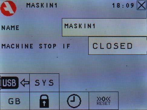 CONFIGURATION Configuration for both the Monitor and the Control is done here. From here you can: Change name. Configure if closed or open external contact when machine is stopped.
