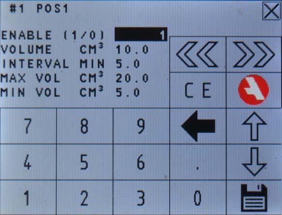 SETTINGS Each lubrication point has its own settings. Go down to ID to name lubrication point. If the lubrication point should be monitored or not. 1 = on and 0 = off.