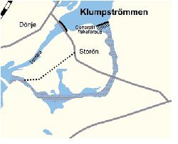 Figure 9.3.Klumpströmmen. Historically about one third of the total flow amount in Bollnäsströmmarna passed at the Klumpströmmen section, while the remaining 2/3 passed the western river branch.