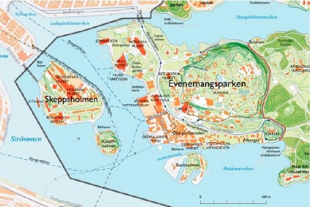 Sida 5 (14) Karta över Evenemangsparken (Översiktsplan för Nationalstadsparken stockholmsdelen).