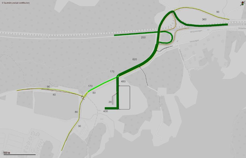 Figur 4. Trafikflöde scenario 1 (trafikflöden under en timme). Figur 5.