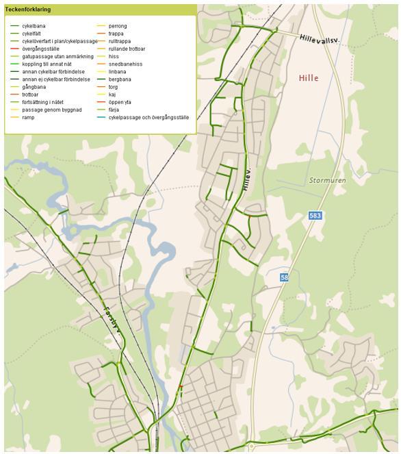 A B C D Figur 4. Gång- och cykelförbindelser i Hille.