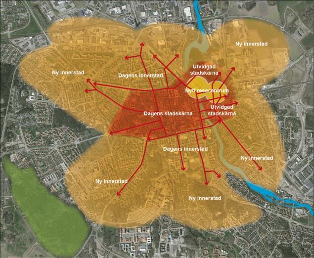 både bostäder, kommunal service, kommersiella lokaler och nytt resecentrum. Enligt ÖP staden planeras bostäder på den mark där det idag finns flertalet fotbollsplaner på Stångebro.