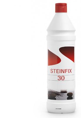 STEINFIX 30 Fläckborttagning av kalk och rost Mycket effektivt mot fläckar av kalk, rost, cement och korrosion Innehåller saltsyra och bör därför behandlas försiktigt när den appliceras på