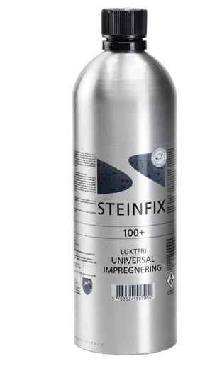 STEINFIX 100+ Luktfri impregnering med olja NANO-effekt Tränger in i stenen (osynligt) och påverkar därför inte utseendet Luktfri Skyddar effektivt mot oönskat vatten, samt fett- och oljebaserade