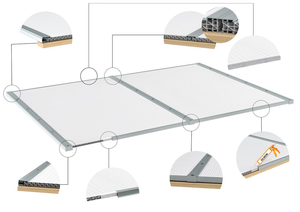 Halle Isolux kanalplast 10 mm Opal komplett kanalplasttak med kanalplastskivor, profiler och alla monteringstillbehör i färdigt mått. Taket är enkelt att montera.