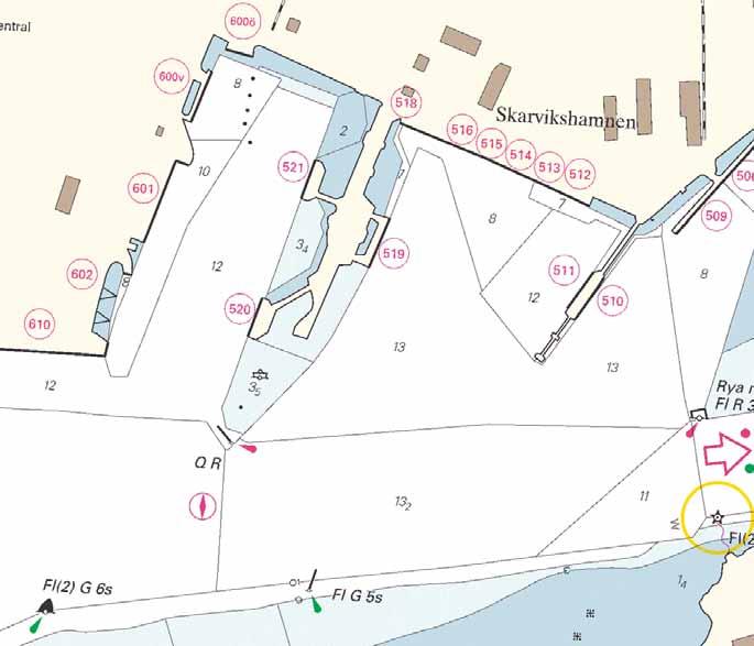 7 Nr 68 Kattegatt / Kattegat * 2643 Sjökort/Chart: 9312, 9313 Sverige. Kattegatt. Göteborg. Skarvikshamnen. Ny djupinformation.