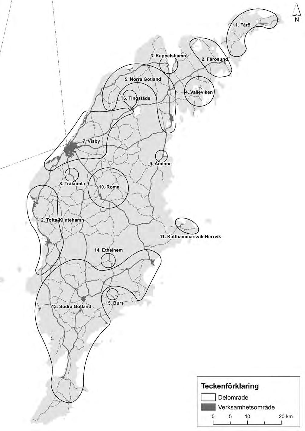 Figur 4: Delområden på Gotland.