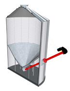 Ventilerad inre kon Silor med plan botten (Ø4,6-12,23m) kan förses med en ventilerad inre tippkon i stål som möjliggör snabb och enkel tömning av silon.