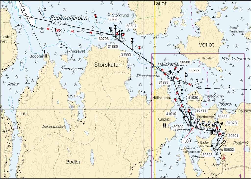 Ei merikartan mittakaavassa - Inte i sjökortets skala - Not to scale of chart (FTA, Vaasa/Vasa 2016)