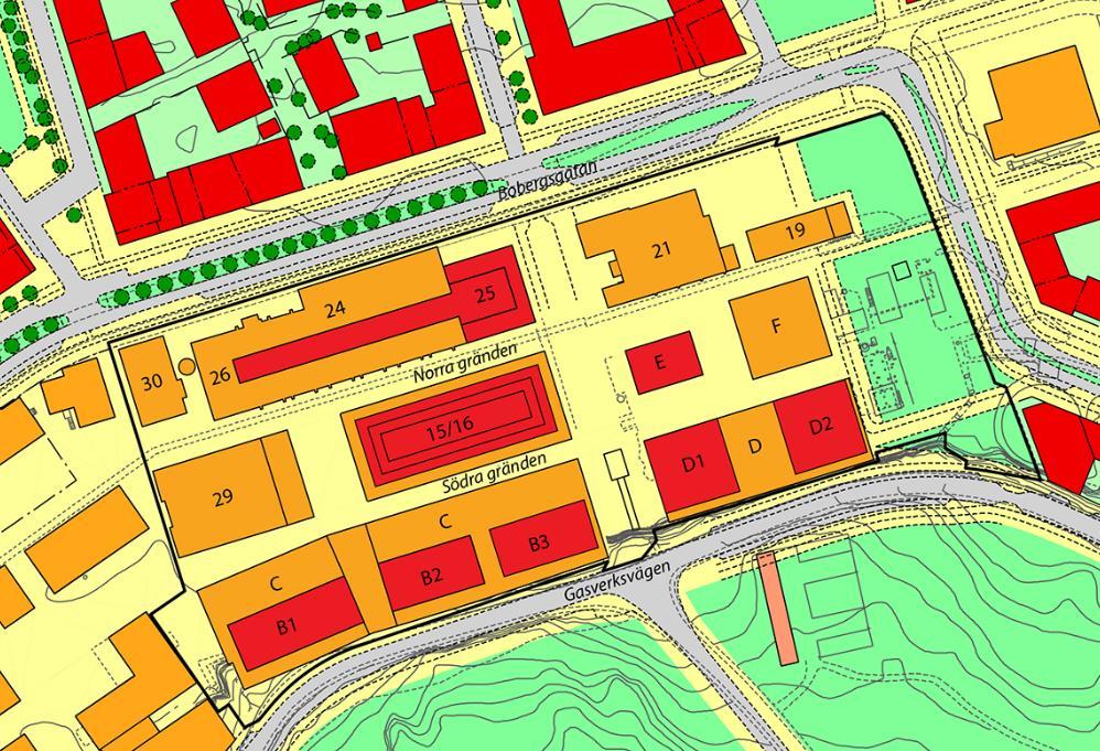 Sida 36 (92) Planförslag Situationsplan över planområdet med föreslagen bebyggelse.