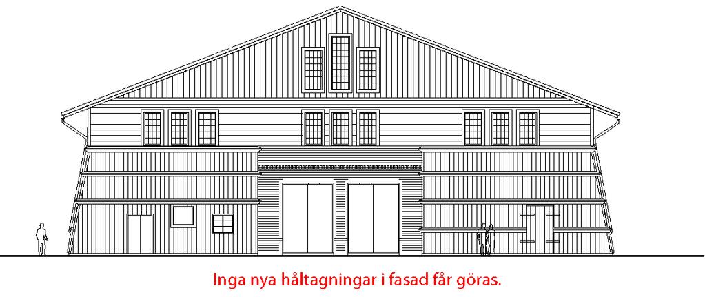 Exteriör Byggnadens fasader, tak och tegelkonstruktion får