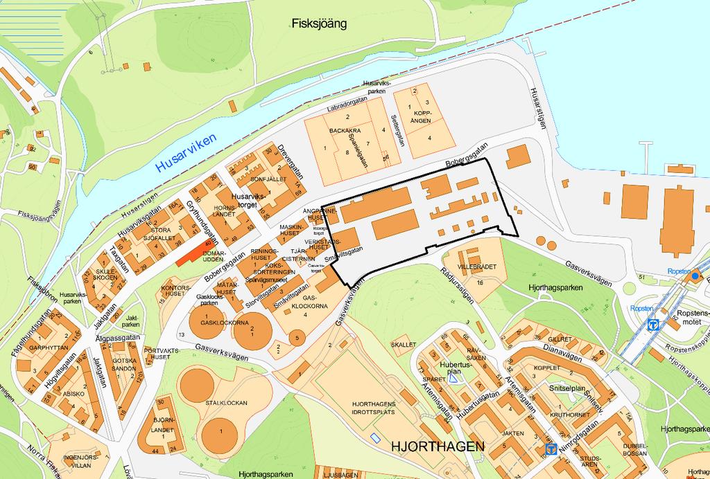 och förhållande till city, Ropsten, Hjorthagen och Nationalstadsparken