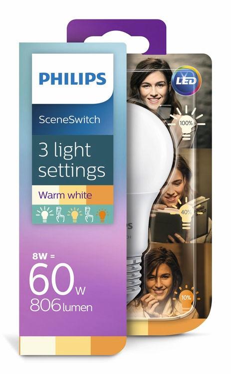 Med Philips SceneSwitch LED kan du enkelt ändra inställningen med din befintliga strömbrytare.