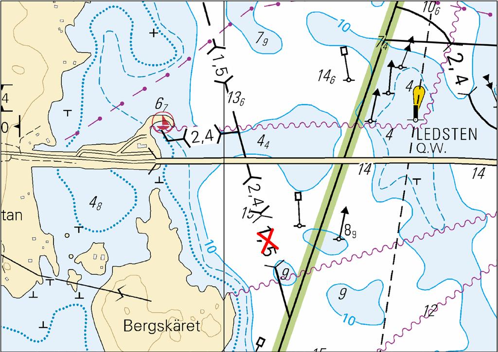 WGS 84 2.4 m Kartat-Korten-Charts 1) 63 12.16 N 21 28.23 E 48, 49, 115.D, 956, 957, F/Vasa-Umeå, F/Index 2) 63 12.45 N 21 28.05 E 2. Väylän keskilinja Farledens mittlinje Fairway centre line WGS 84 2.