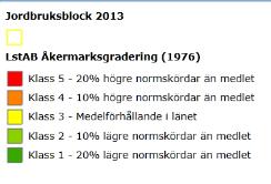 Exploatering i Stockholms län bör därför undvikas på jordbruksmark. Figur 7: Utdrag ur åkermarksgraderingen. Källa: WebbGIS, Länsstyrelsen i Stockholm.