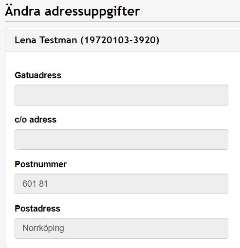 14 (14) Ändra kontaktuppgifter Klicka på Ändra uppgifter Adress kan du inte ändra.