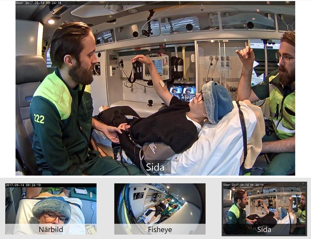 Ambulansens vy: Skärm med den streamade bilden