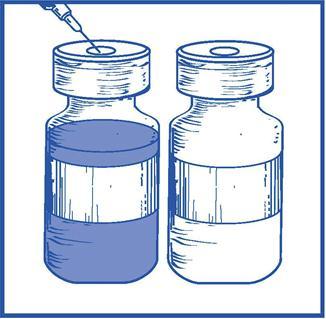 Följande spädningsprocess i två steg måste utföras på ett aseptiskt sätt för beredningen av infusionsvätska, lösning.
