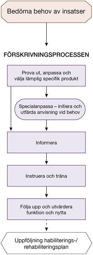 Förskrivningsprocessen En medicinsk bedömning är förutsättning för förskrivning och ska genomföras av definierade funktioner och yrkeskategorier inom regionen för respektive hjälpmedelsområde.