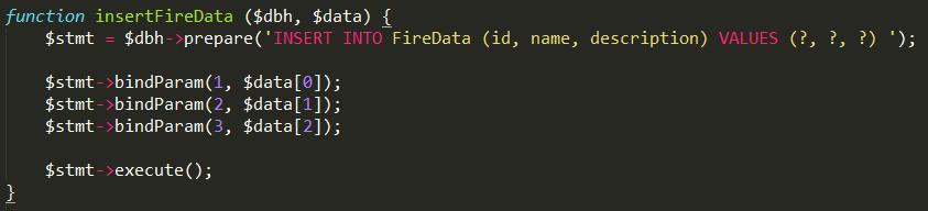 Figur 16: användning av PDO och prepared statements i kombination med bindparam() Cassandra API installation och användning Då valet för databas API för MySQL var det väldigt naturligt att försöka