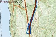Laserscannad karta med nuvarande väg 755 i nord-syd ungefär mitt i bilden.