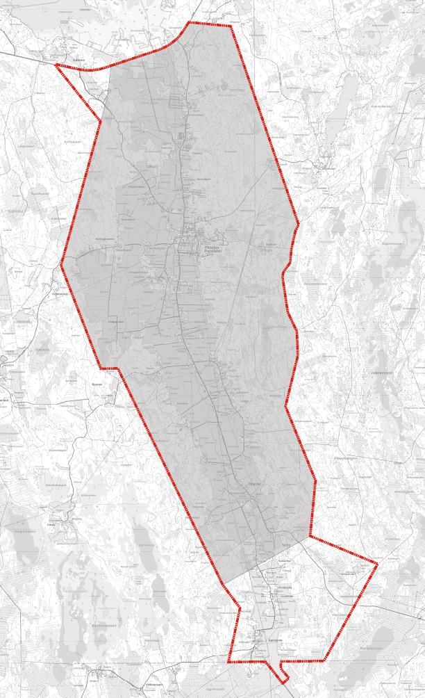 3 Bild 2. Planområdets avgränsning i förhållande till gällande delgeneralplan. Ny avgränsning med rött, tidigare planerat område med grått. Bild 3.