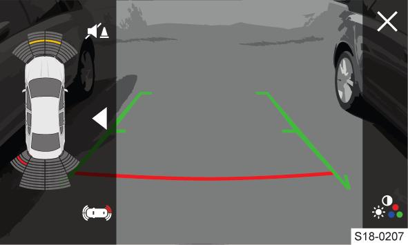 Utkörningshjälp Funktionssätt A B C Avstånd ca 40 cm Avstånd ca 100 cm Avstånd ca 200 cm Utkörningshjälpen varnar vid backning för fordon som närmar sig.
