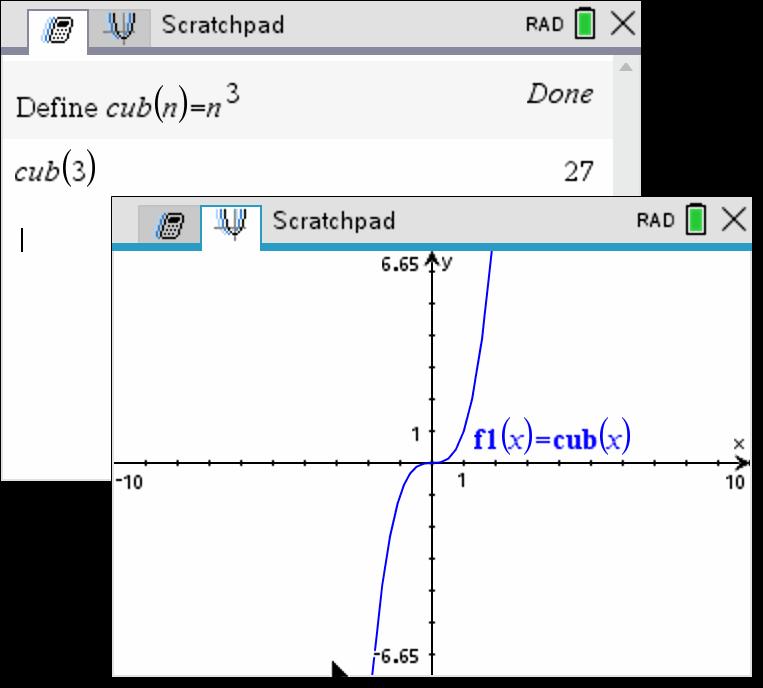 Tryck på b för att visa menyerna Scratchpad Räkna eller Scratchpad Graf. Dessa menyer är deluppsättningar av menyerna i TI-Nspire för applikationerna Räknare och Grafer.
