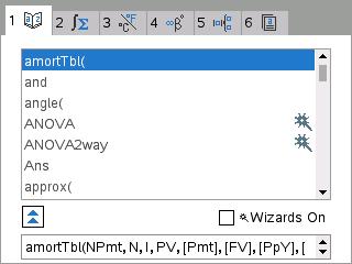 2. Tryck på den siffertangent som motsvarar önskad flik. Tryck till exempel på 2 om du vill visa en lista över matematiska funktioner. 3. Tryck på tills det objekt som du vill infoga markeras.