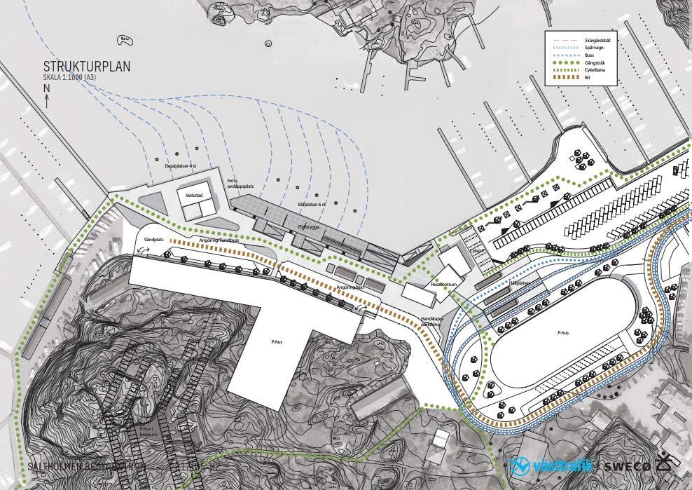 Ombyggt terminalområde Ny terminal en bra bytespunkt Kaj Flytbryggor Terminalbyggnad Depå/verkstad