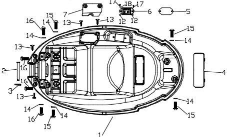 13 - ASIENTO Y COFRE BAJO ASIENTO 1 04-0461-0011 Cofre Bajo Asiento seat box 1 4 04-0461-0012 Tapita Numero de Chasis frame number cover 1 5 04-0461-1-0005 Tapita del Conector de Carga charge point