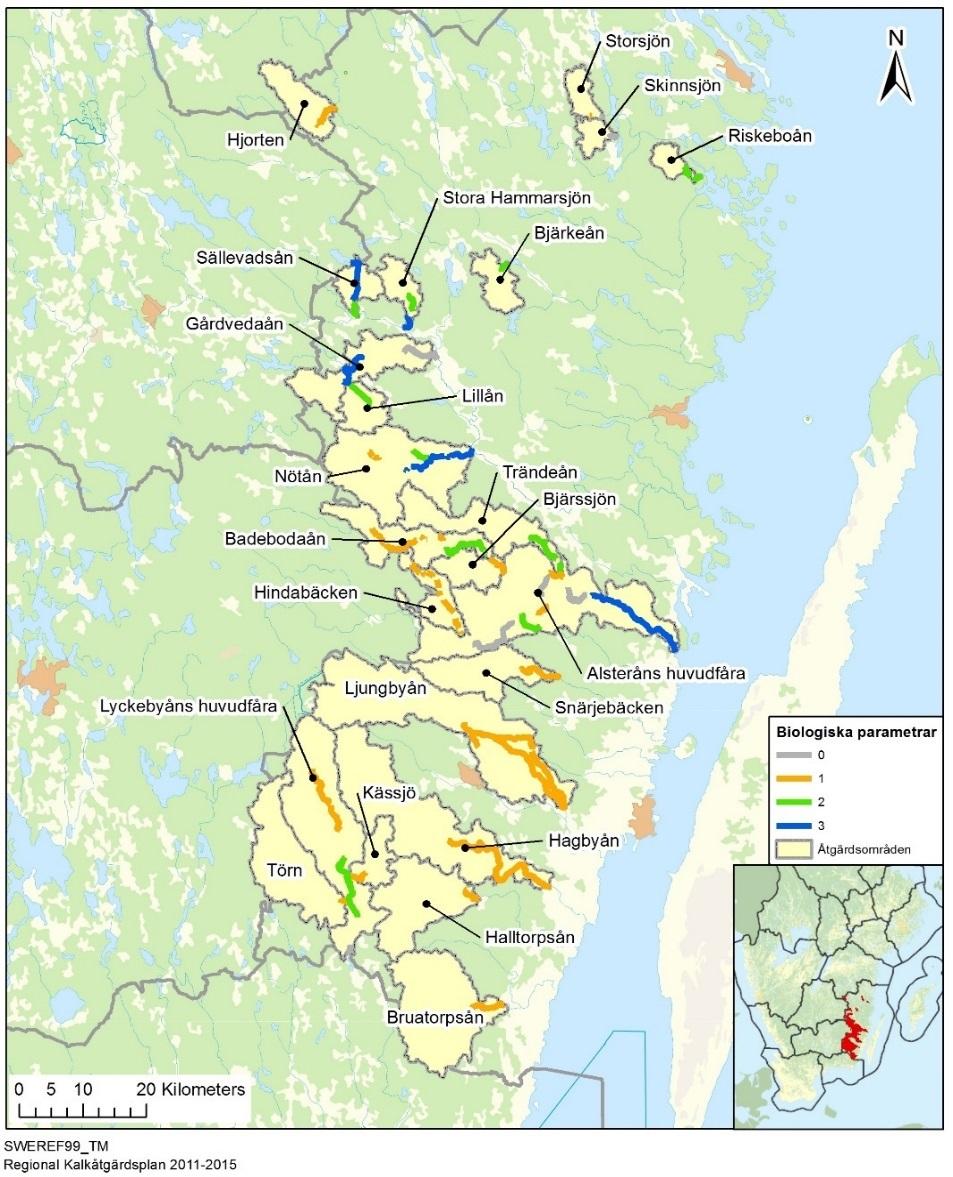 Effektuppföljning i målvattendrag i Kalmar län Tillräcklig biologisk data för statistisk utvärdering i