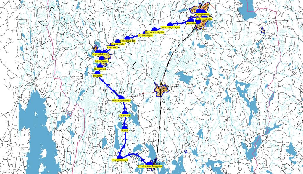 2019-02-13 16:02:39 Karta för Tur 1412 M - F Till Vrigstad skola Entreprenör Länstrafiken Fordon 29 JLT Buss 141B 1412 7.10 7.