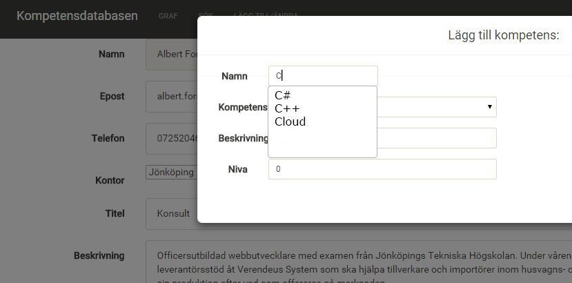 Utförande och empiri applikationen ska kunna ge användaren ny förståelse väljer utvecklarna att lägga till visualisering av innehållet i databasen. 4.2.