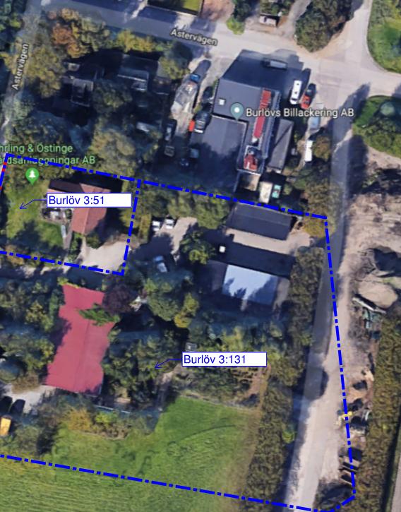 P&B Riskutredning Burlöv 3:48 m.fl. Rev: 2018-06-08 Berört område för denna riskutredning kan även ses nedan som satellitbild. Notera att befintliga byggnader inom Burlöv 3:131 kommer att rivas.