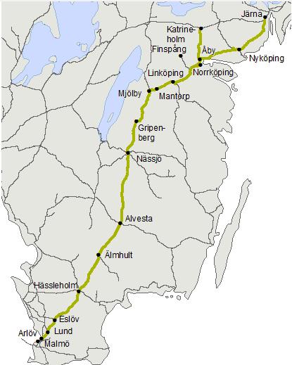 3.7 Södra stambanan Södra stambanan är Sveriges mest trafikerade sträcka, och en stapel för både gods- och person-transport i landet.