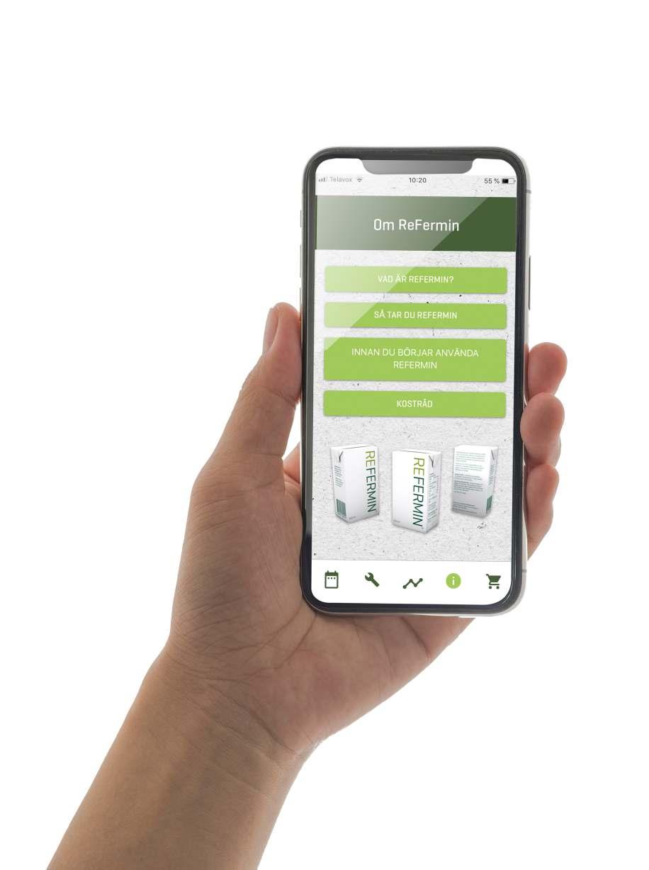 MyReFermin appen för de som tar ReFermin Med MyReFermin kan man följa hur måendet förändras under behandlingen, genom att dagligen notera symtom.