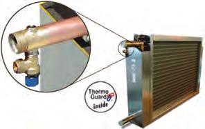 Sida 19 5.5 Luftvärmare vatten Värmebatteriet (kod ATEV) består av ett antal kopparrör med påpressade aluminiumlameller. Batteriets kapacitet försämras om det blir stoftbeläggning på batteriytorna.