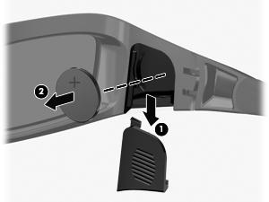 Byta batteri Batteriet i 3D-glasögonen sitter i batterifacket vid leverans och ger cirka 150 timmars visningstid i 3D. HP rekommenderar att batteriet byts en gång om året.