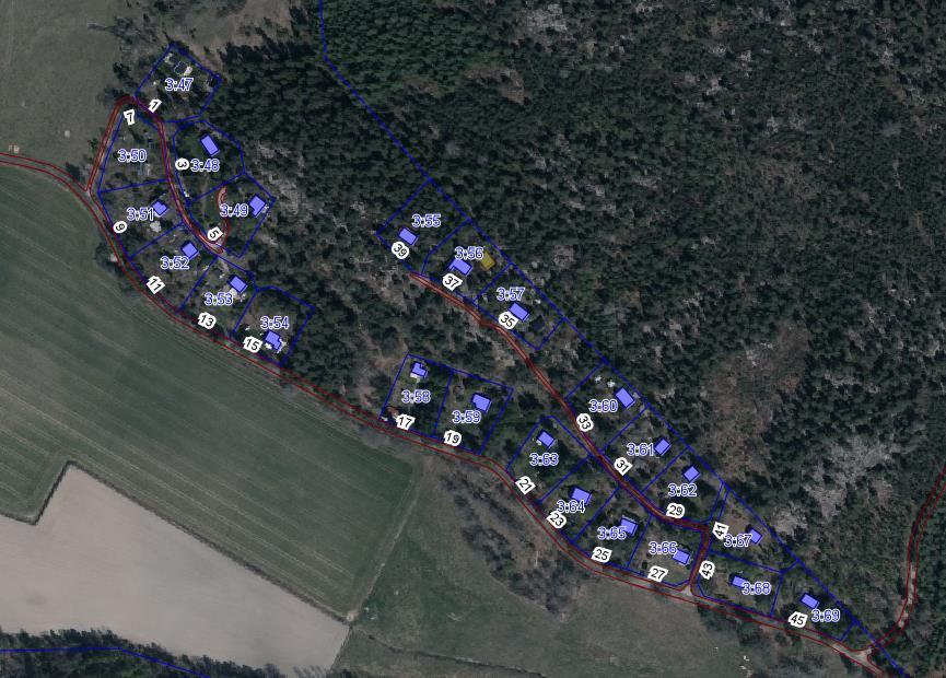 8 (20) Figur 2. Flygfoto över Vintersbo Norra med fastighetsgränser i blått.