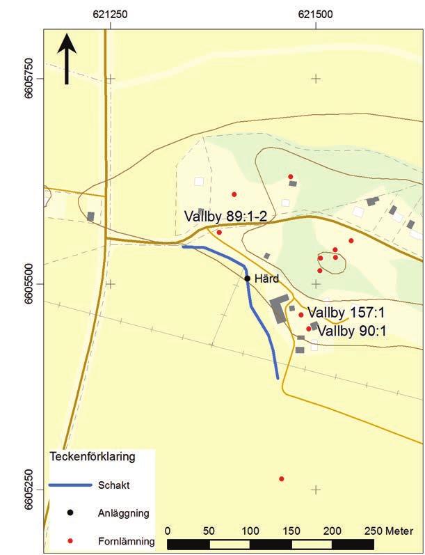 Vallby 89:1 2, 90:1 och 157:1 Schaktningsövervakningen omfattade en drygt 200 meter lång sträcka i åkermark.