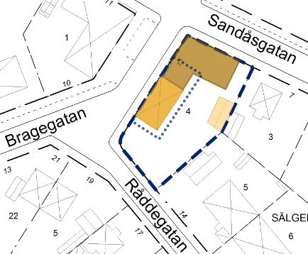 Samhällsbyggnadskontoret Planbesked 3(8) skärningar av kvartershörn. Takytans lutning mot horisontalplanet reglerades att inte överstiga 30.