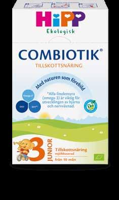 HiPP Combiotik 3 Tillskottsnäring 0 + MÅN HiPP Combiotik 3 är en helt ekologisk tillskotts näring och ges som en del av blandad kost.