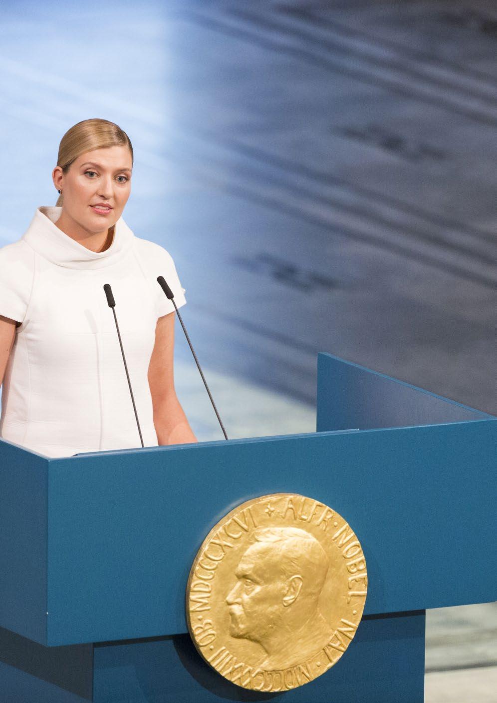 Utdrag ur tal av BEATRICE FIHN The Treaty on the Prohibition of Nuclear Weapons provides the pathway forward at a moment of great global crisis. It is a light in a dark time.
