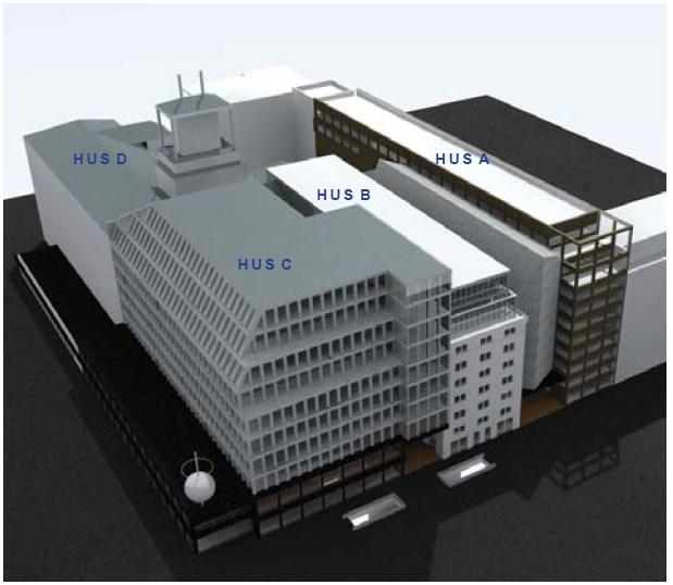 Sida 9 (11) Illustration från ansökan om planändring med önskade åtgärder. Den förändrade höjdskalan på hus C är det som kräver en planändring.