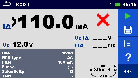 Metrel Ml 3155 Snabbguide mätning Eurotest XDe 12 4.9.2 RCD t Frånkopplingstid Testprocedur Gå till RCD t funktionen.