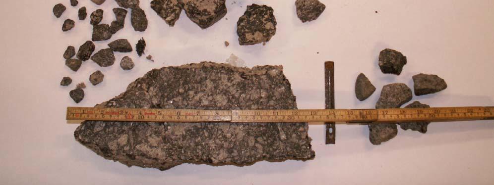 Ragnsells innehöll olika storlek och mängd av sten och