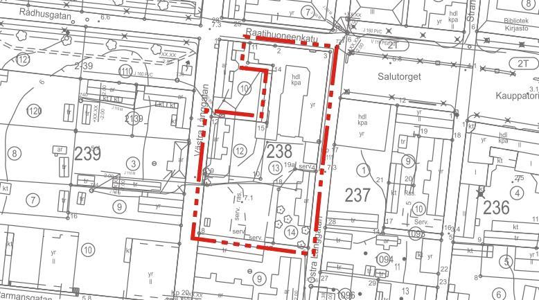 1-6 Bild 2. Områdets utsträckning. 1.3 Planens namn och syfte Planens namn är Ändring av detaljplan Kvarter 238, tomt 12 14.