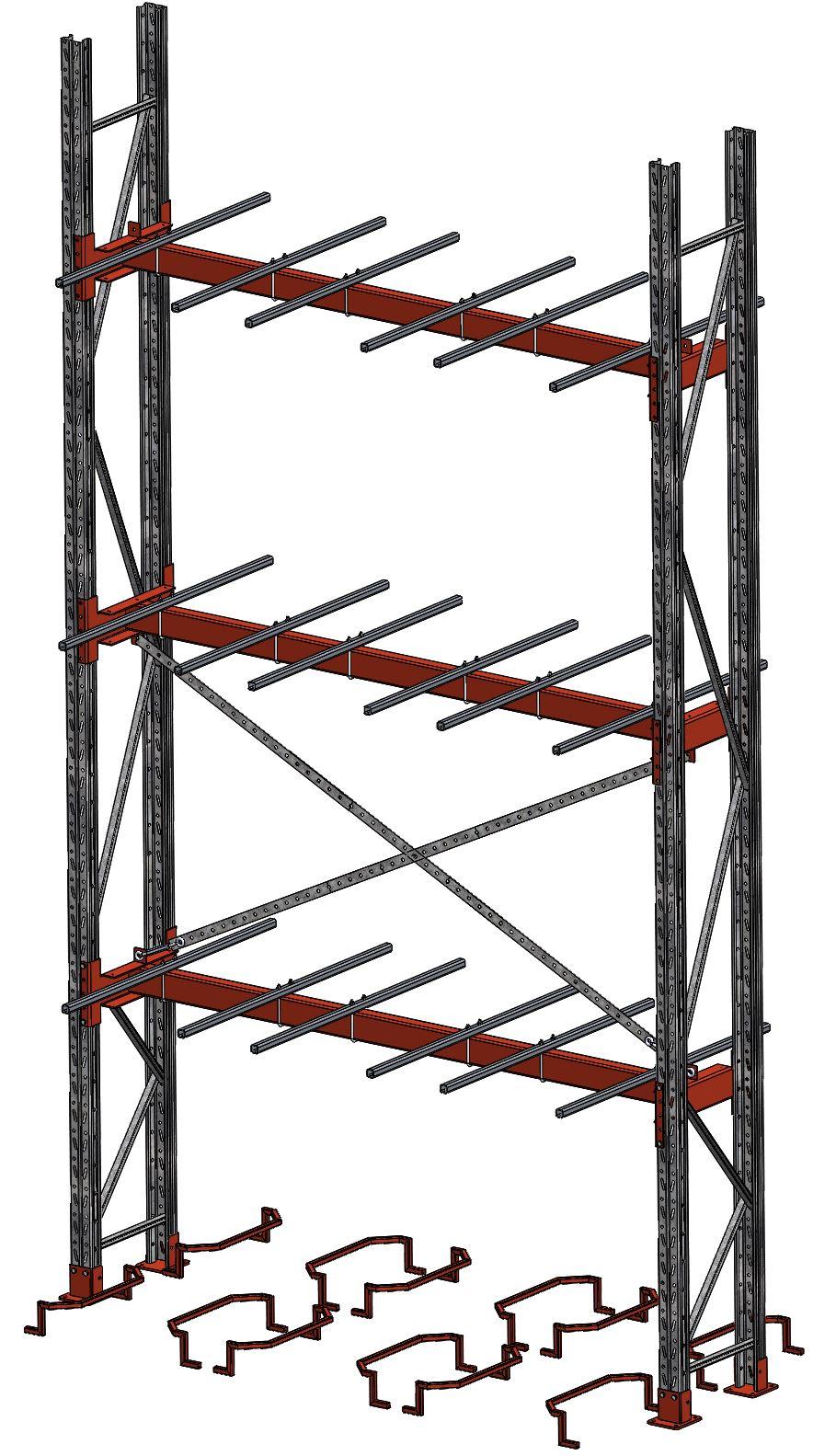 6.3 Golvbalks-placering Dubbelställ Vid dubbelställ används två rader för att kunna lagra däcksatser från bägge sidor av ställaget.